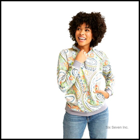 Sweaters - French Terry Quarter Zip Sweatshirt Oversized Chic Casual Lounge Wear With